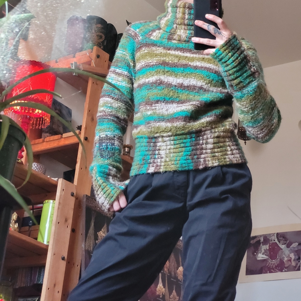 Diesel 90s Diesel Cowl Neck Knit Green Sweater Top - M - Picture 3 of 7